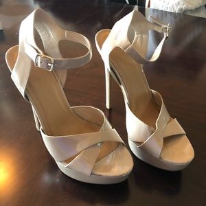 Charlotte Russe Faux Glossy Leather Nude Sandals